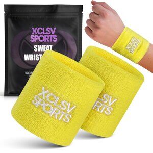Yellow Terry Cloth Sweat-Wicking Sports Wrist Bands